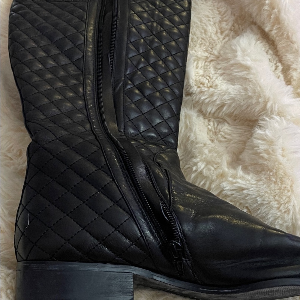 Chico’s Quilted high Black Leather Boots